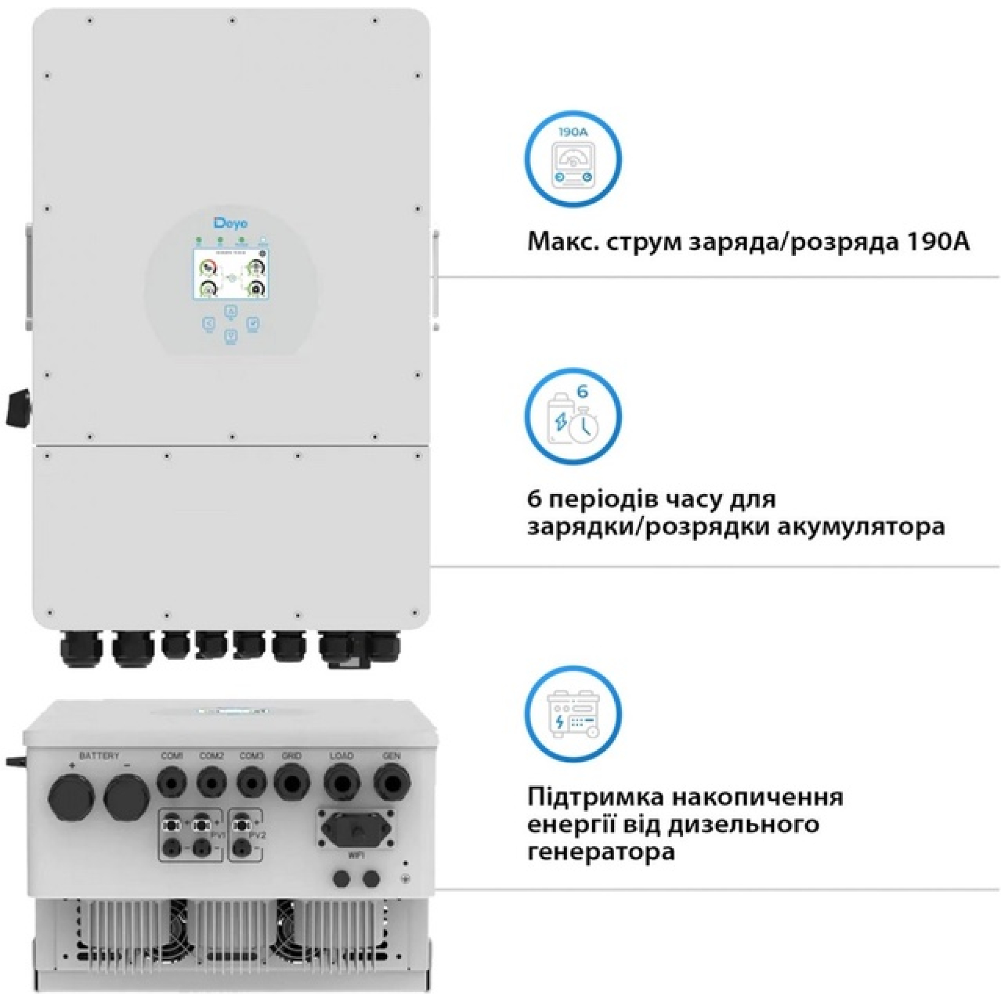 Гібридний інвертор однофазний Deye-SUN-8K-SG01LP1-EU
